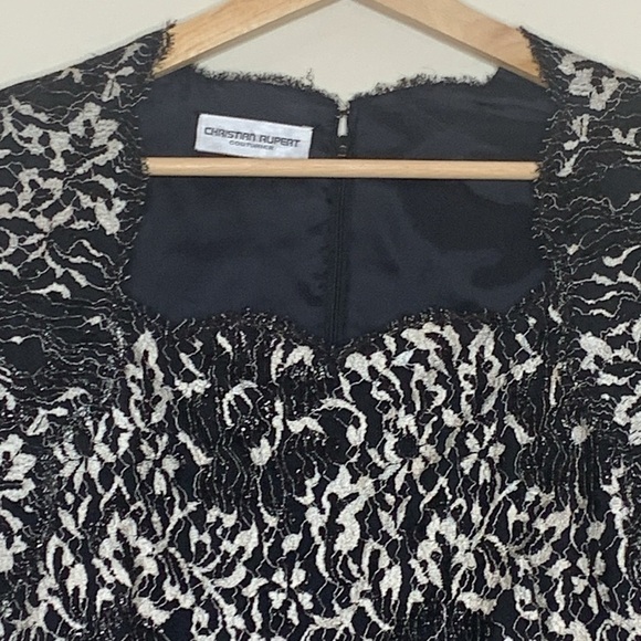 Christian Rupert Couturier Couture Embroidered Lace Drop Waist Cocktail Dress S - Picture 5 of 16